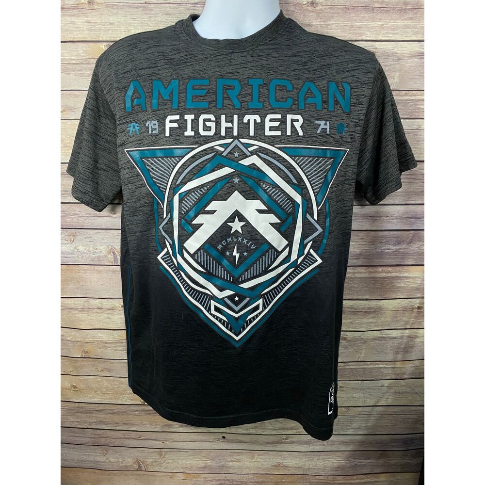 American Fighter Men's T-shirt Medium Athletic Gray Green Stretch